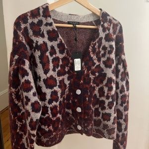 $425 Rag&Bone alpaca mix animal print cardigan size M